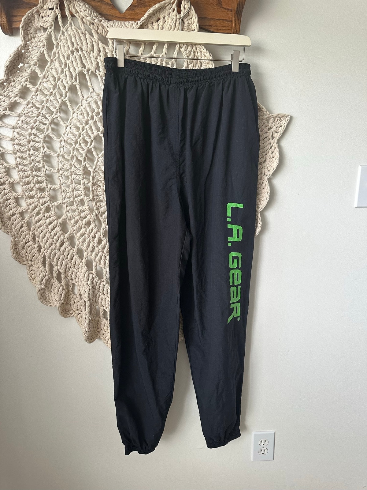 La Gear Vintage 1980s Windbreaker Track Pant Joggers Size Xl In Black